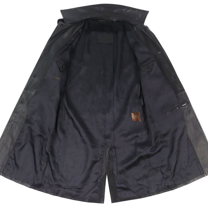 Very Good LOEWE Leather coat Anagram Embossed Logo Chin Strap Lamb black 48