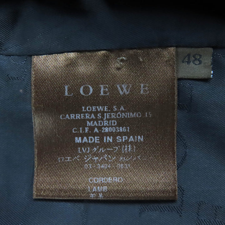 Very Good LOEWE Leather coat Anagram Embossed Logo Chin Strap Lamb black 48