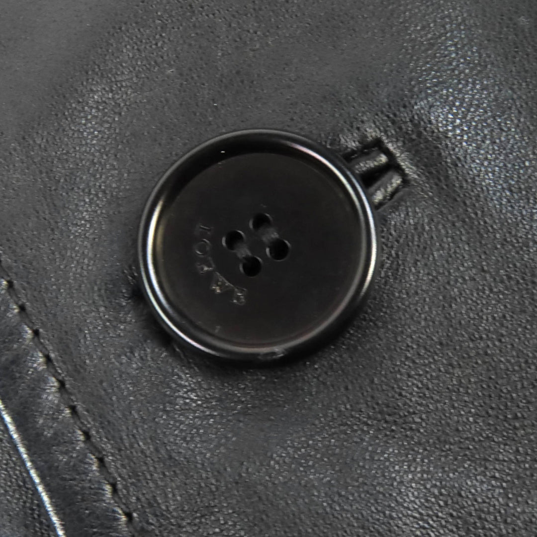 Very Good LOEWE Leather coat Anagram Embossed Logo Chin Strap Lamb black 48