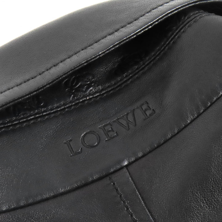 Very Good LOEWE Leather coat Anagram Embossed Logo Chin Strap Lamb black 48
