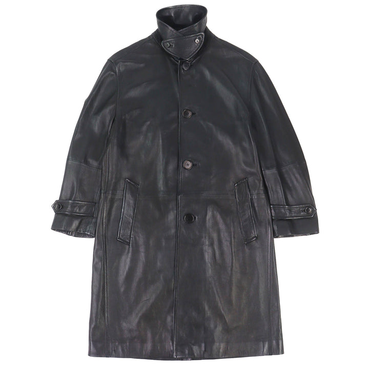 Very Good LOEWE Leather coat Anagram Embossed Logo Chin Strap Lamb black 48