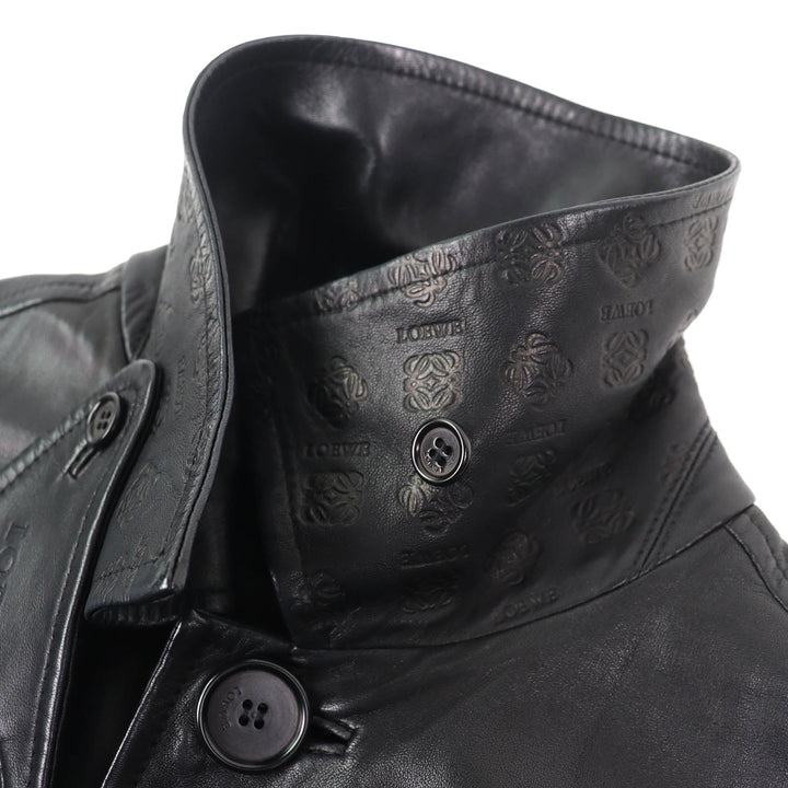 Very Good LOEWE Leather coat Anagram Embossed Logo Chin Strap Lamb black 48