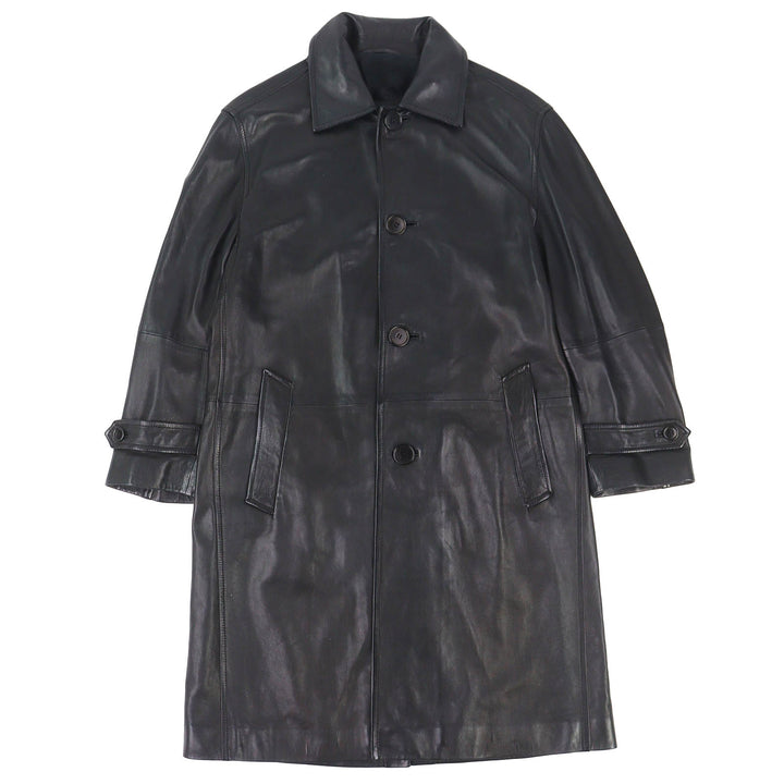 Very Good LOEWE Leather coat Anagram Embossed Logo Chin Strap Lamb black 48