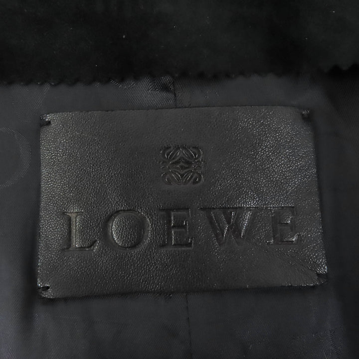 Very Good LOEWE Leather coat Anagram Embossed Logo Chin Strap Lamb black 48