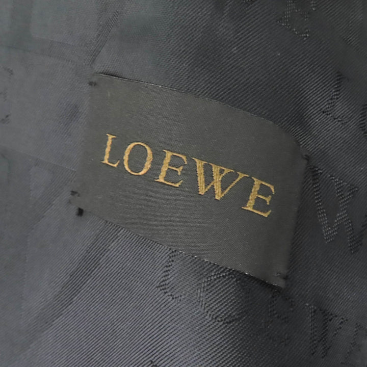 Very Good LOEWE Leather coat Anagram Embossed Logo Chin Strap Lamb black 48