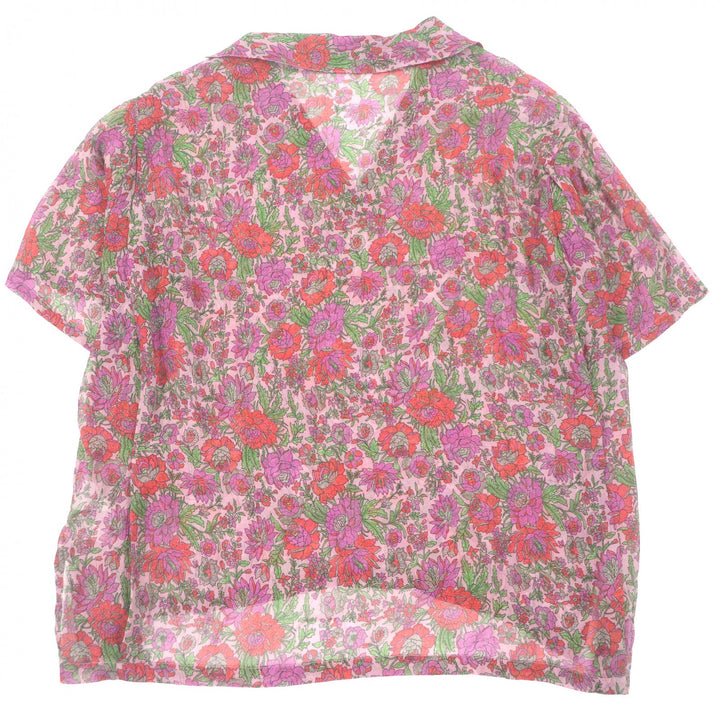 Pristine NICENESS tops MADAN Floral print silk chiffon skipper shirt pink