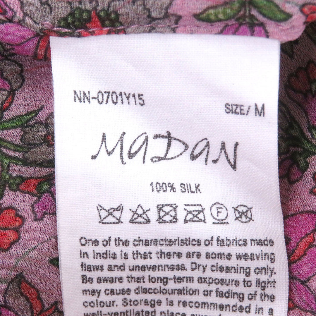 Pristine NICENESS tops MADAN Floral print silk chiffon skipper shirt pink
