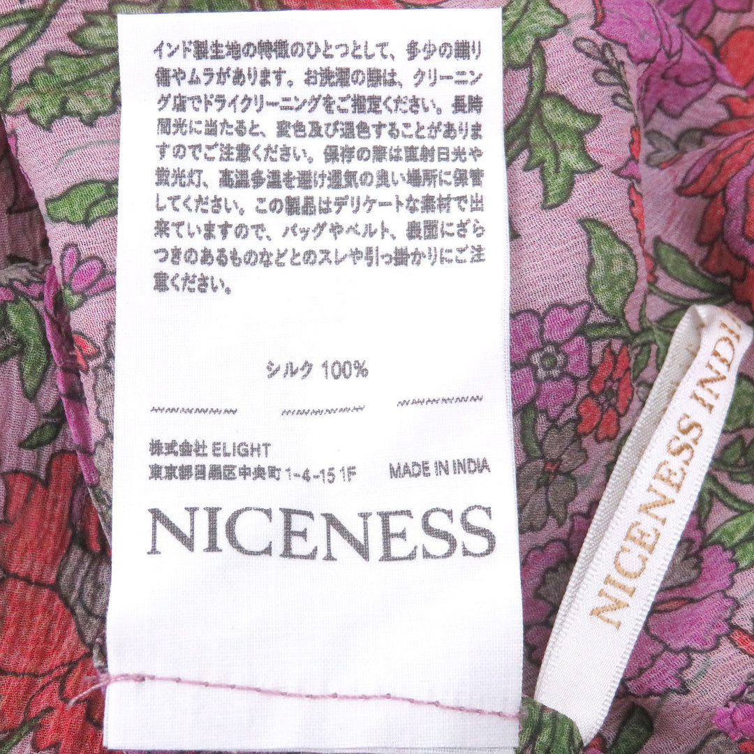 Pristine NICENESS tops MADAN Floral print silk chiffon skipper shirt pink