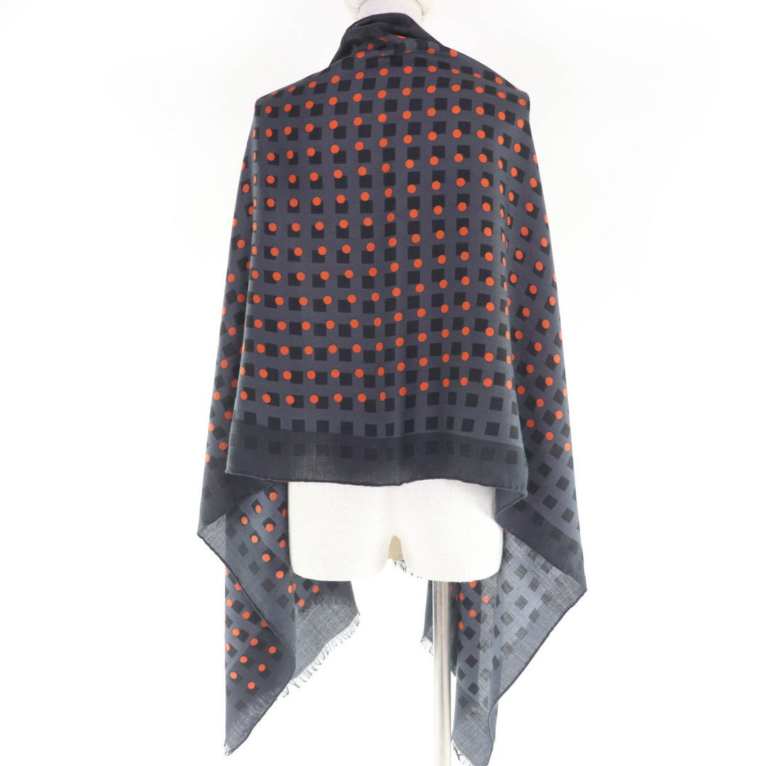 新品 HERMES ストール ドット柄 フリンジ付き大判ショール グレー カシミア レディース