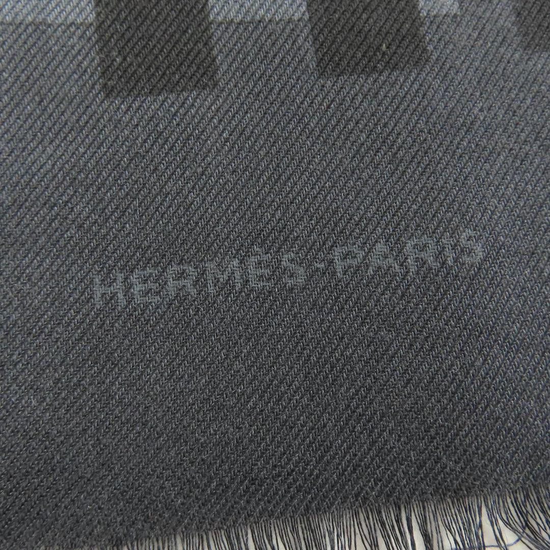 新品 HERMES ストール ドット柄 フリンジ付き大判ショール グレー カシミア レディース