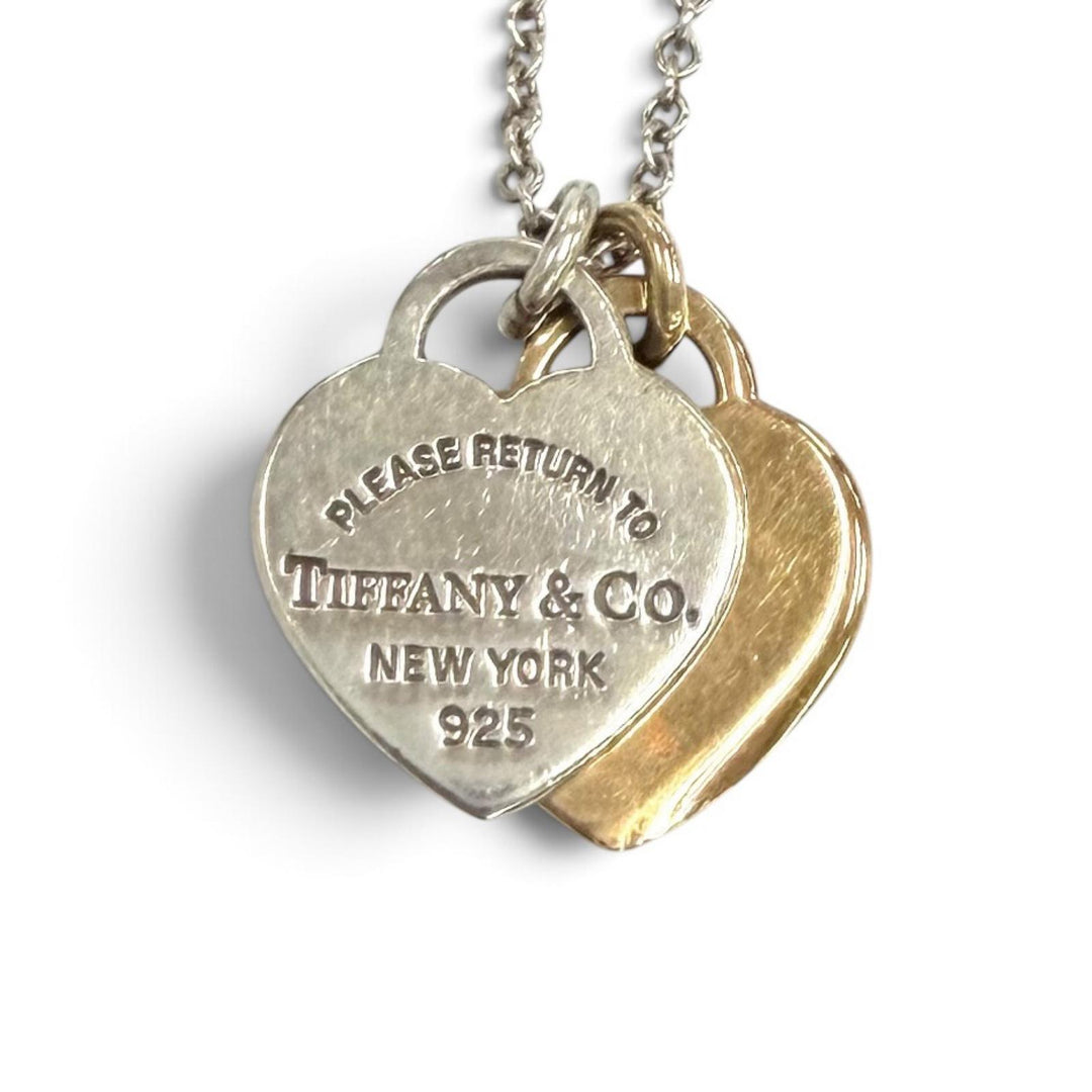 Great TIFFANY&Co. Necklace Mini Double Heart Tag Necklace combination AG925