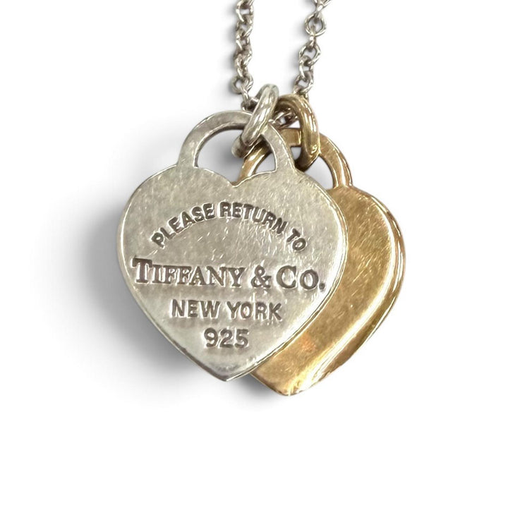 Great TIFFANY&Co. Necklace Mini Double Heart Tag Necklace combination AG925