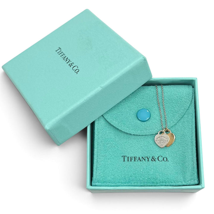 Great TIFFANY&Co. Necklace Mini Double Heart Tag Necklace combination AG925