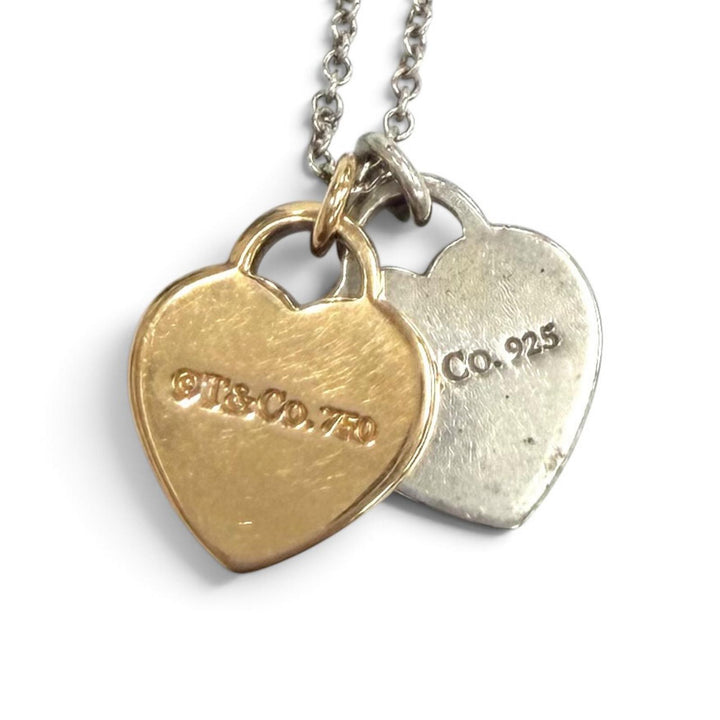 Great TIFFANY&Co. Necklace Mini Double Heart Tag Necklace combination AG925