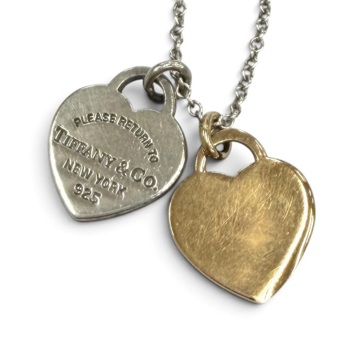 Great TIFFANY&Co. Necklace Mini Double Heart Tag Necklace combination AG925
