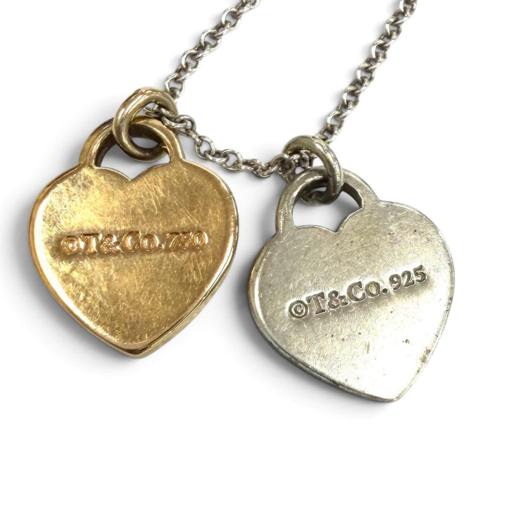 Great TIFFANY&Co. Necklace Mini Double Heart Tag Necklace combination AG925