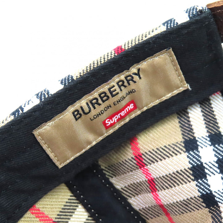 素晴らしいSupreme BURBERRYキャップ バーバリーデニム6パネルロゴ刺繍ノバチェック