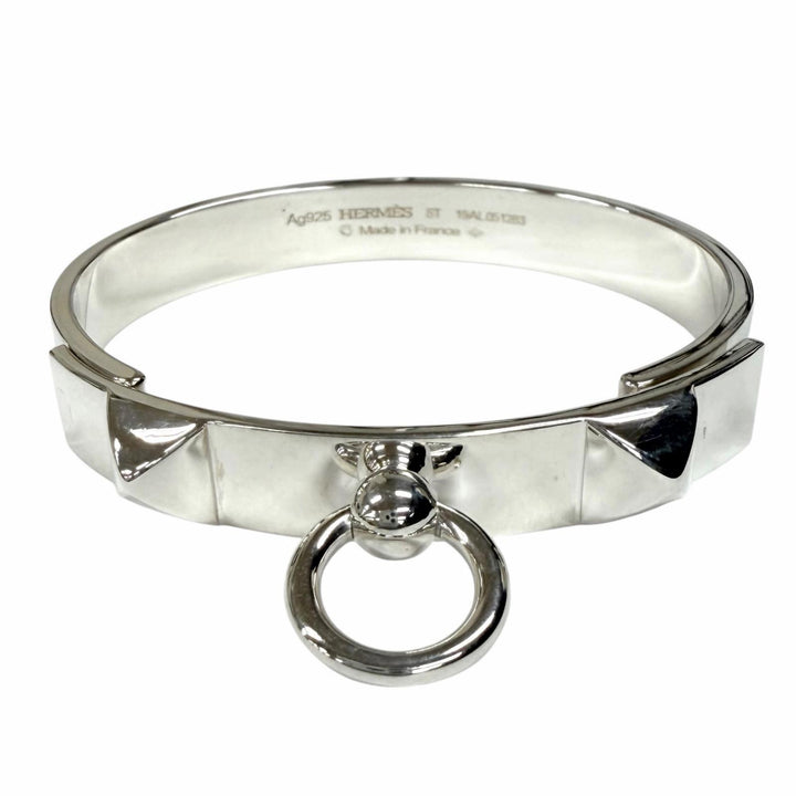 Great HERMES Bangle Collier de Chien Bracelet ST Silver AG925 Women