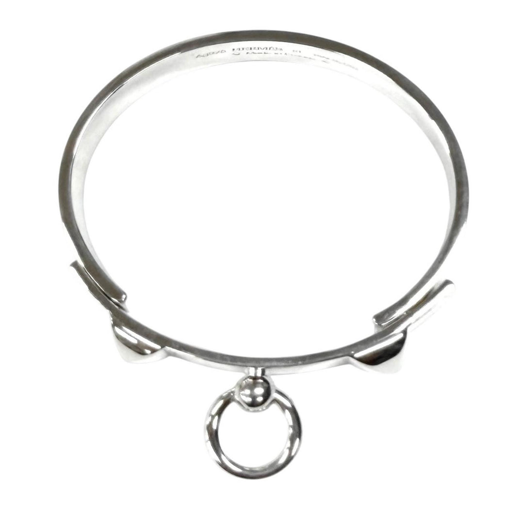 Great HERMES Bangle Collier de Chien Bracelet ST Silver AG925 Women