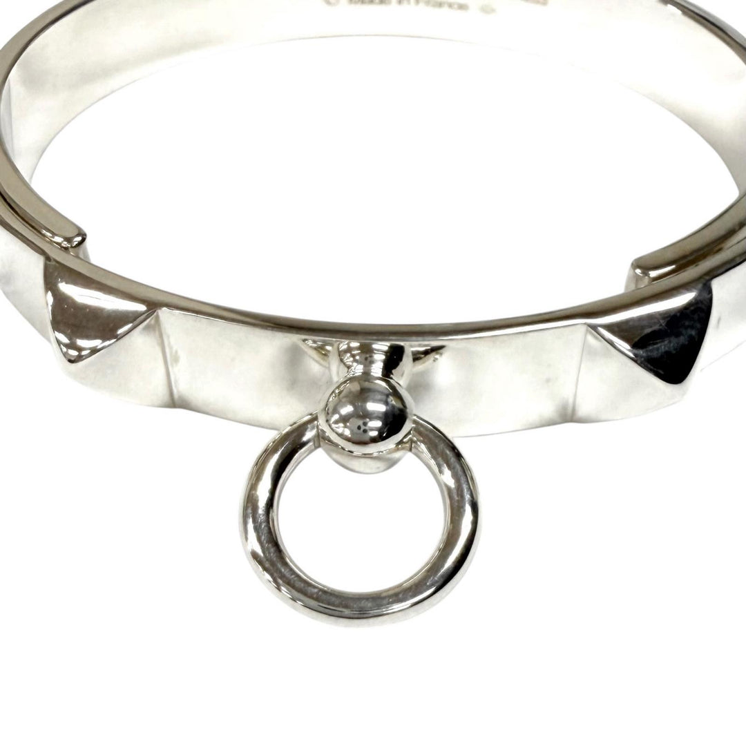 Great HERMES Bangle Collier de Chien Bracelet ST Silver AG925 Women