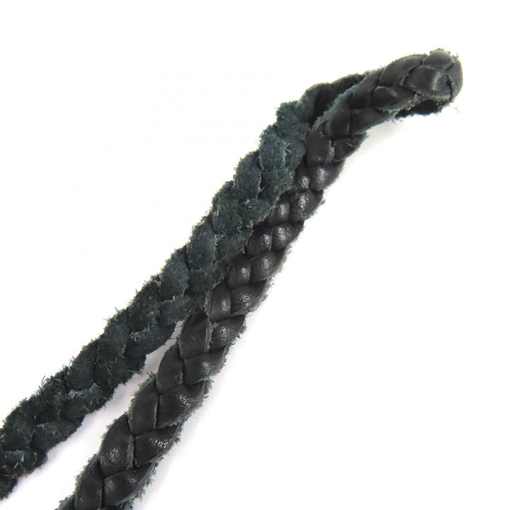 Excellent CHROME HEARTS Heart Charm Leather Braid Necklace Old Style Silver 925