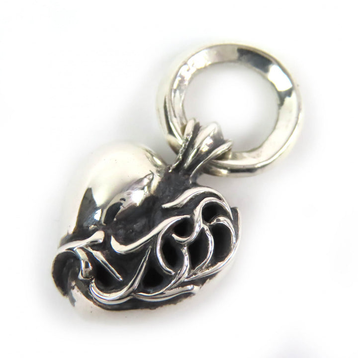 Excellent CHROME HEARTS Heart Charm Leather Braid Necklace Old Style Silver 925