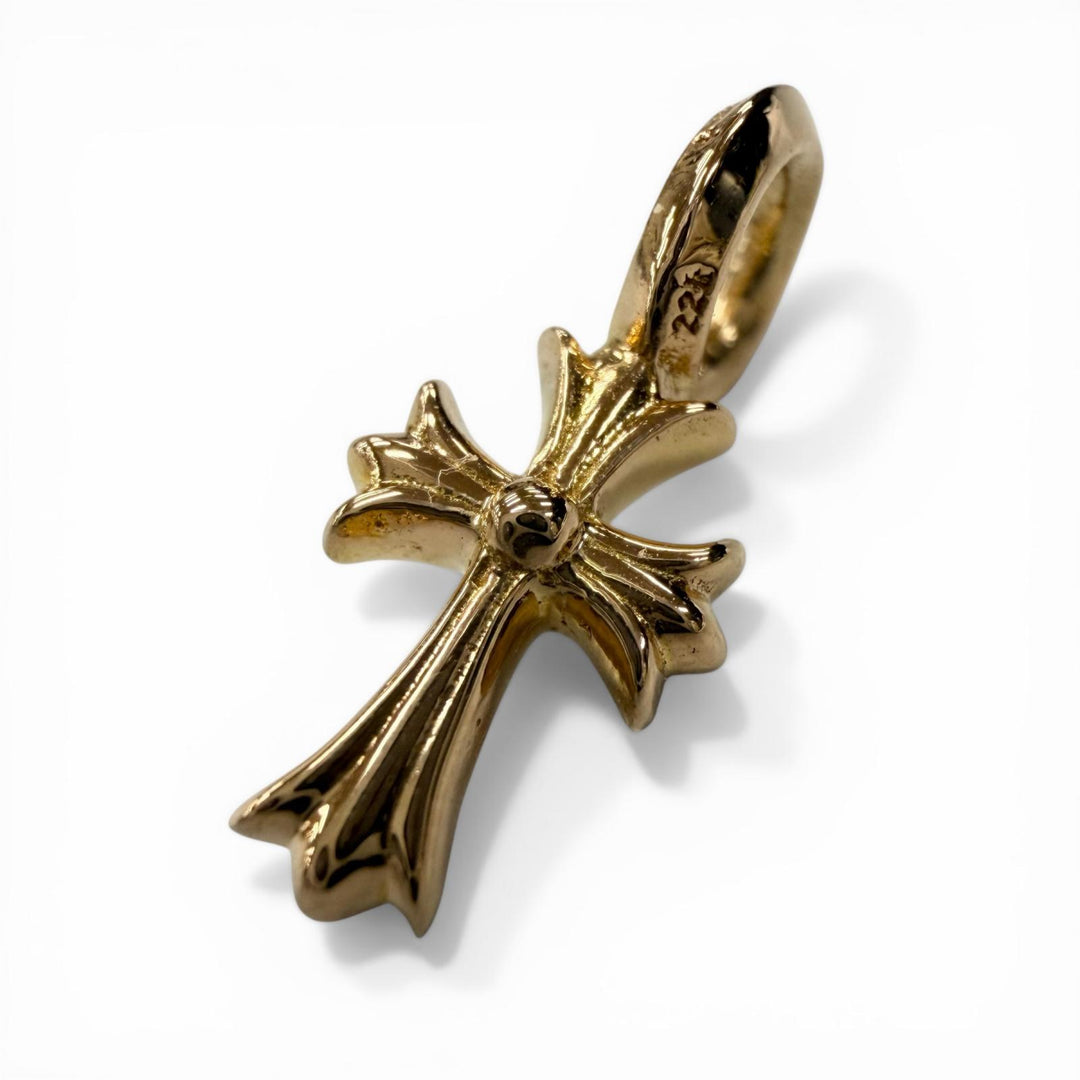 Excellent CHROME HEARTS Pendant top STACK CH CROSS V2 gold 22K