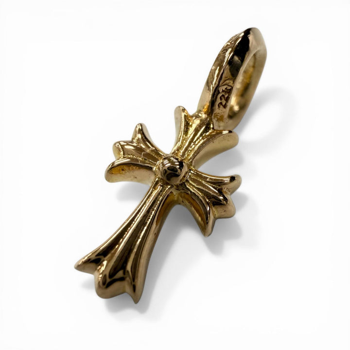 Excellent CHROME HEARTS Pendant top STACK CH CROSS V2 gold 22K