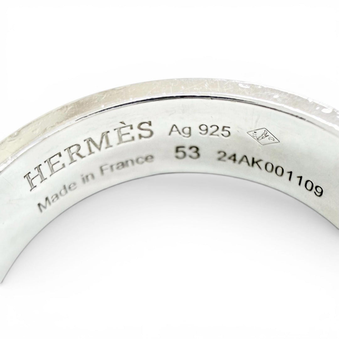 Great HERMES Ring ring corried cyan ring Silver AG925 Women