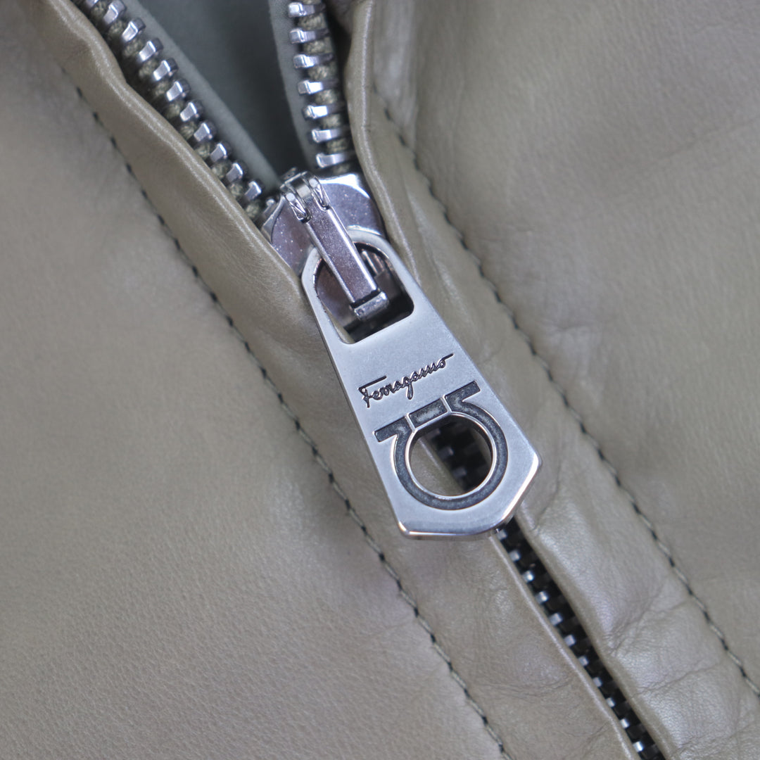 Great Salvatore Ferragamo Blouson Zip up Brown Cowhide mens 46