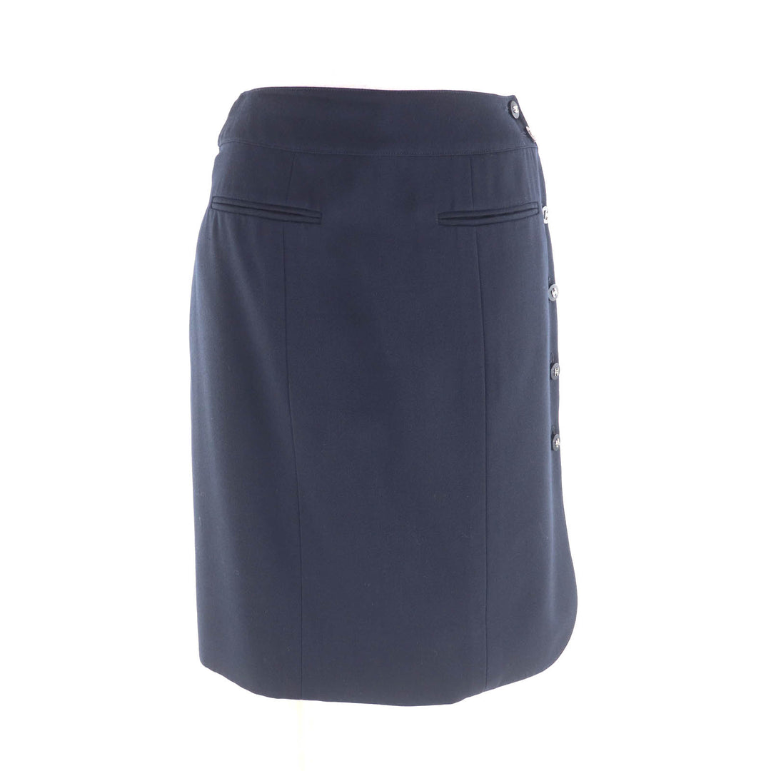 Excellent CHANEL Wrap skirt Navy wool Women 36 96P P06492