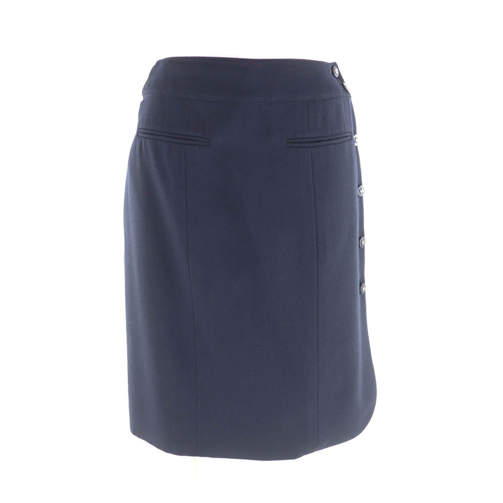 Excellent CHANEL Wrap skirt Navy wool Women 36 96P P06492