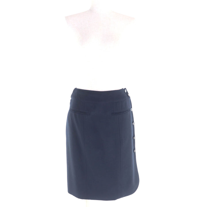 Excellent CHANEL Wrap skirt Navy wool Women 36 96P P06492