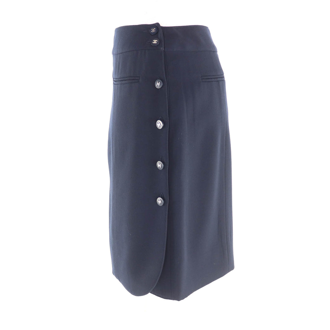 Excellent CHANEL Wrap skirt Navy wool Women 36 96P P06492