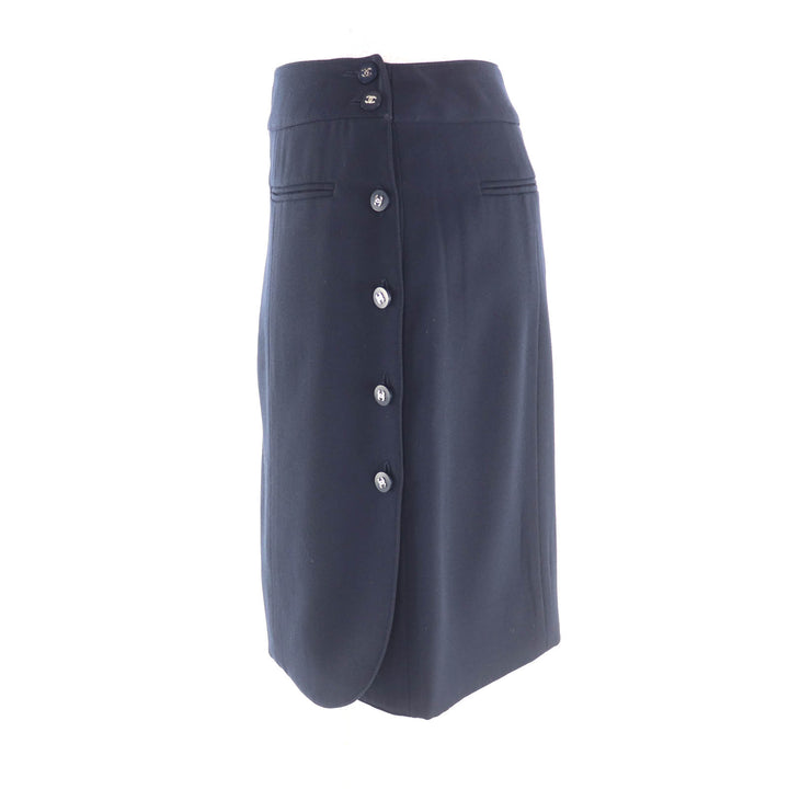 Excellent CHANEL Wrap skirt Navy wool Women 36 96P P06492
