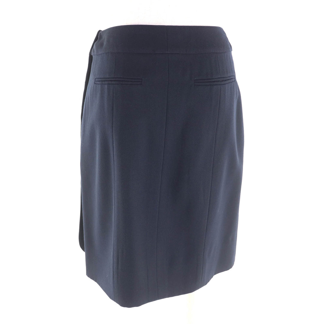 Excellent CHANEL Wrap skirt Navy wool Women 36 96P P06492