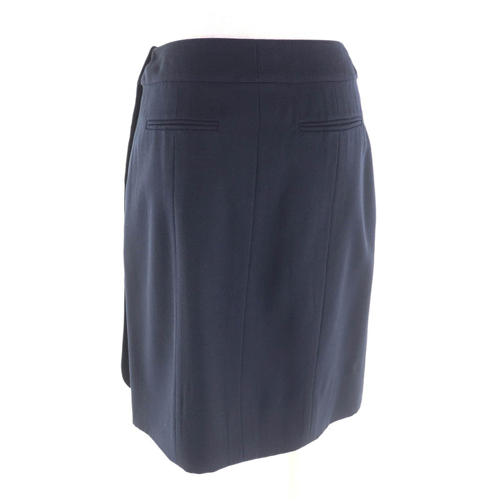 Excellent CHANEL Wrap skirt Navy wool Women 36 96P P06492