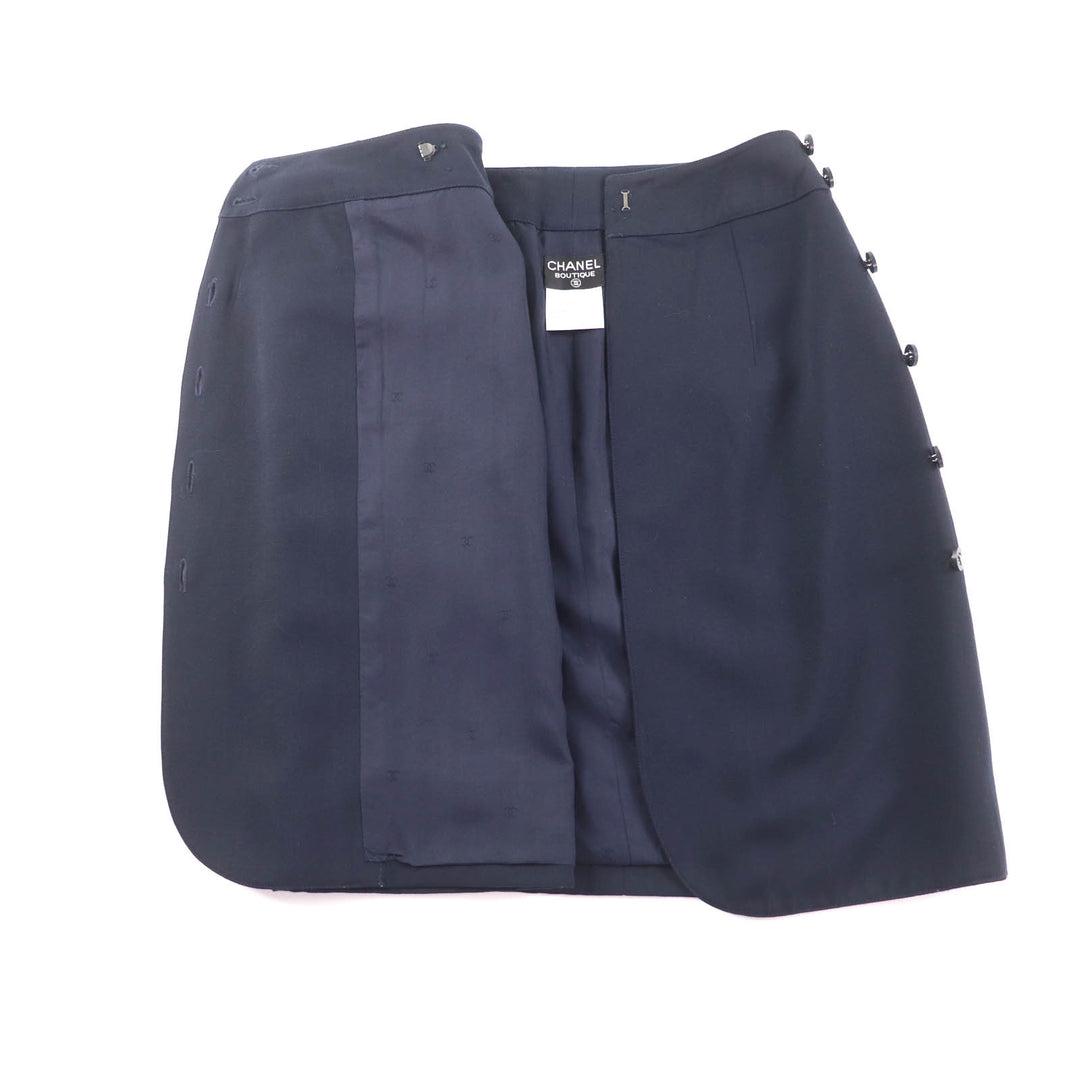 Excellent CHANEL Wrap skirt Navy wool Women 36 96P P06492