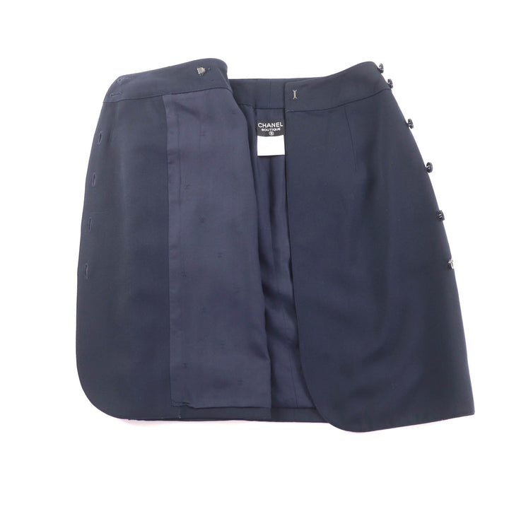 Excellent CHANEL Wrap skirt Navy wool Women 36 96P P06492
