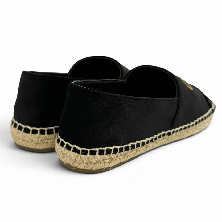 Excellent CHANEL Slip-on Logo design velour black Velor Women 37 G34012