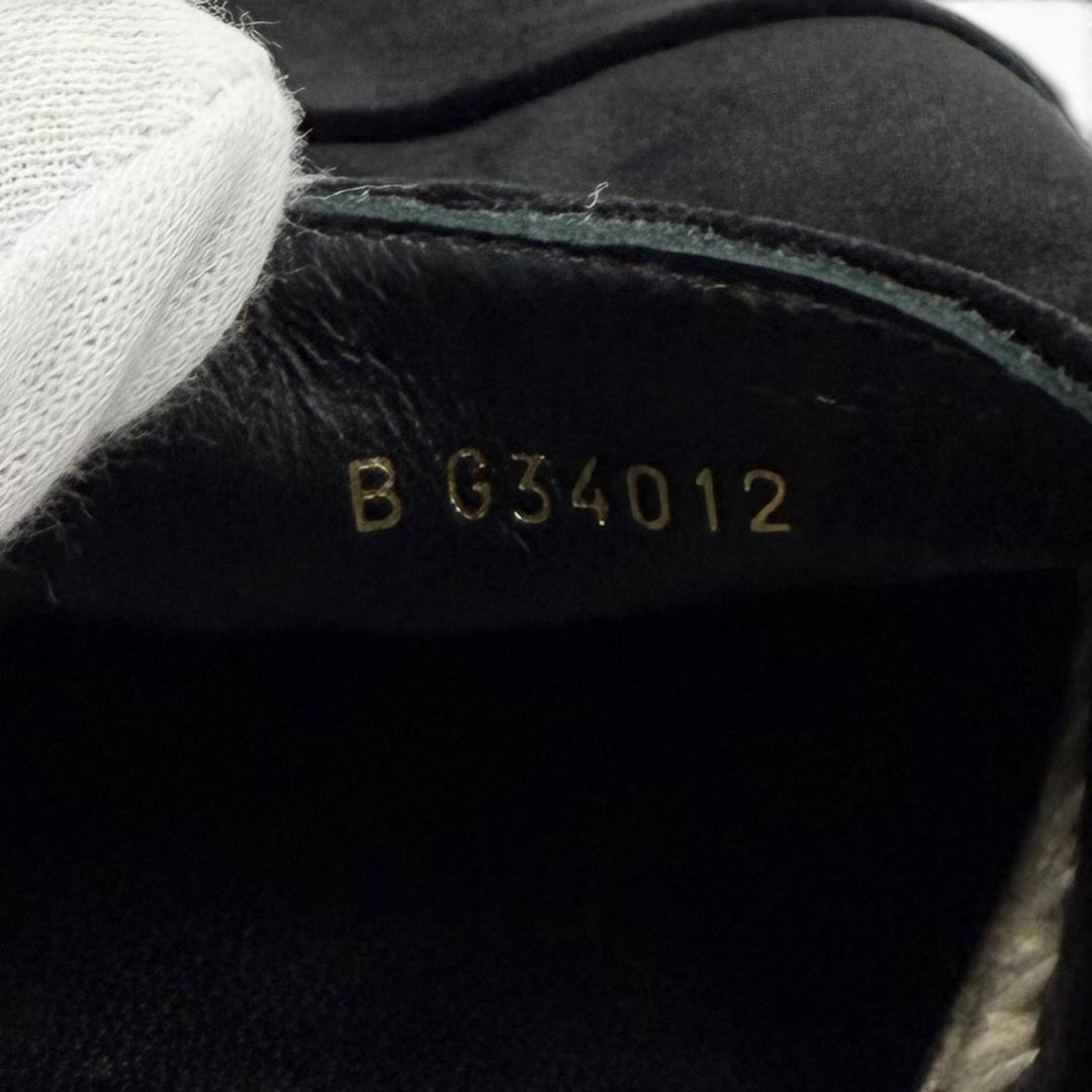 Excellent CHANEL Slip-on Logo design velour black Velor Women 37 G34012
