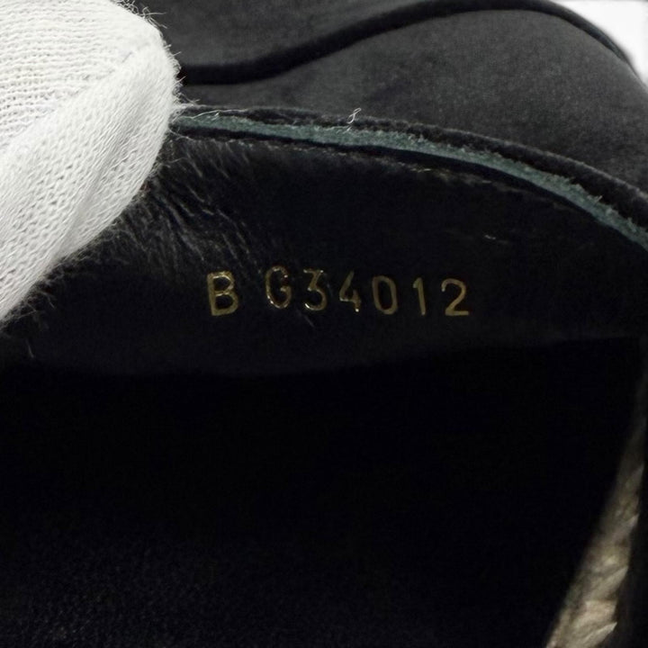Excellent CHANEL Slip-on Logo design velour black Velor Women 37 G34012