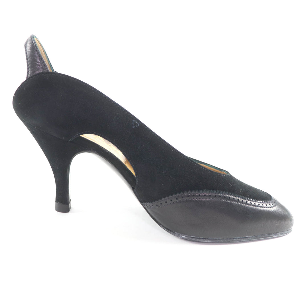Discounted Excellent HERMES pumps Pointed toe leather black leather Women 36