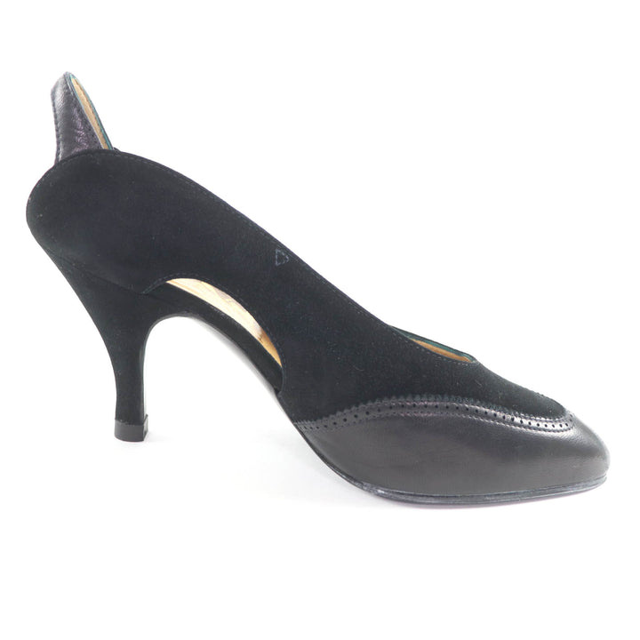 Discounted Excellent HERMES pumps Pointed toe leather black leather Women 36