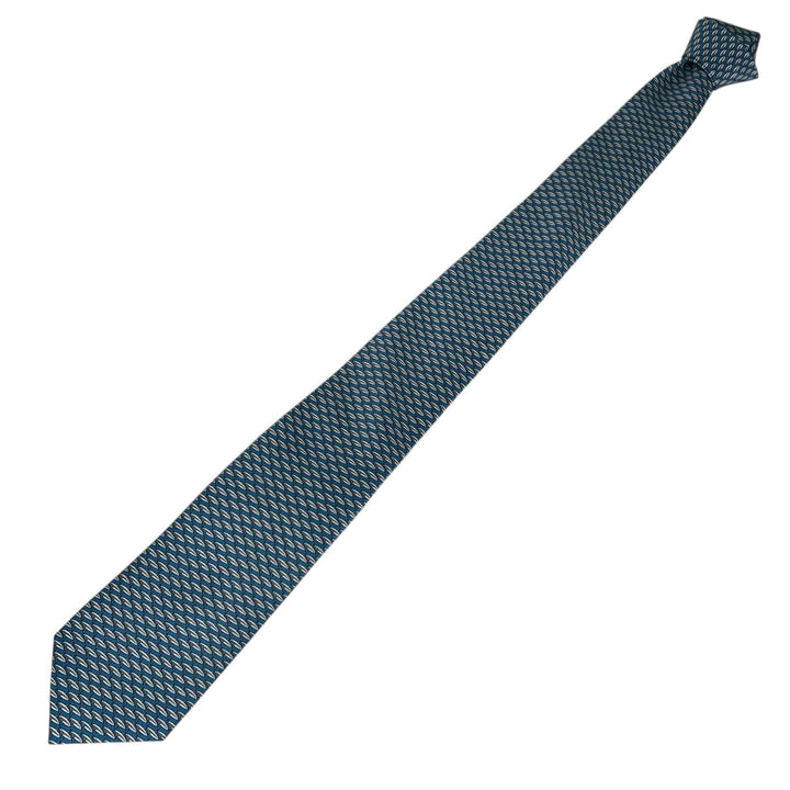 Pristine HERMES tie GREY REEF Light blue silk mens