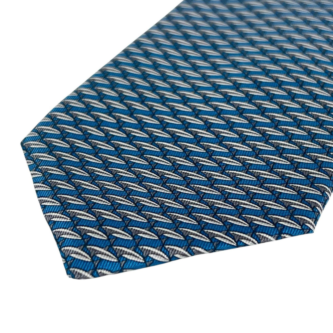 Pristine HERMES tie GREY REEF Light blue silk mens