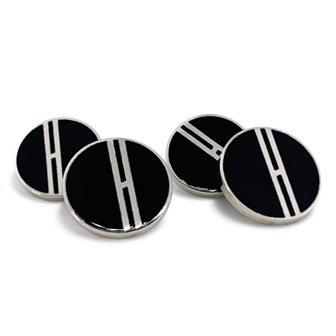 Great HERMES Cufflinks cufflinks H motif palladium plated Black Silver ー mens