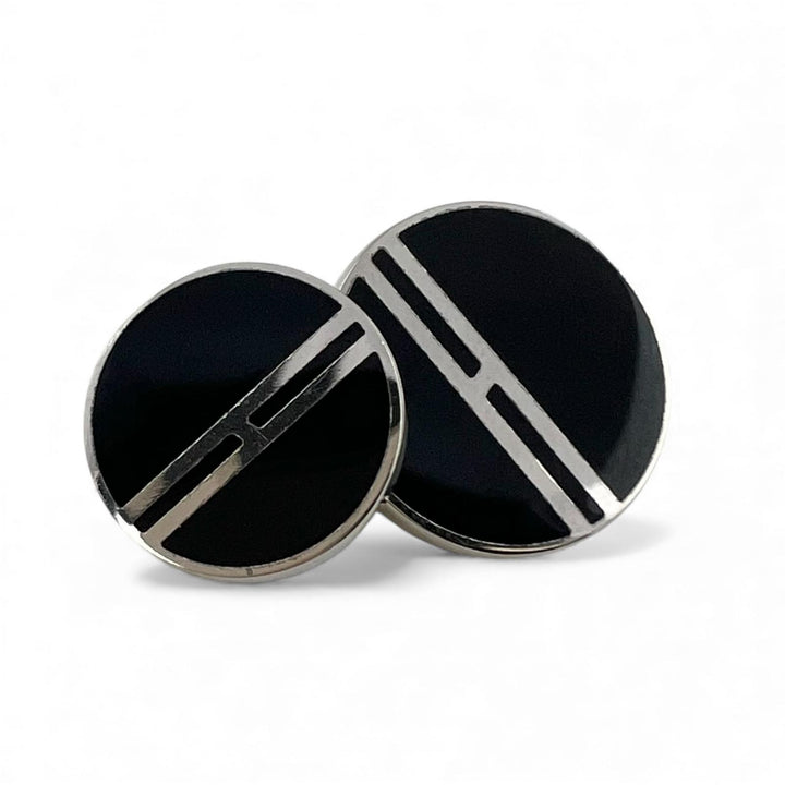 Great HERMES Cufflinks cufflinks H motif palladium plated Black Silver ー mens