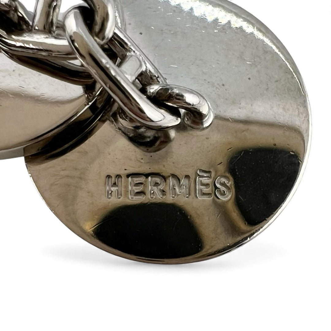 Great HERMES Cufflinks cufflinks H motif palladium plated Black Silver ー mens