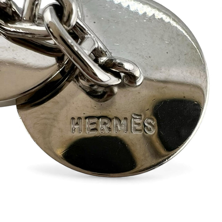 Great HERMES Cufflinks cufflinks H motif palladium plated Black Silver ー mens